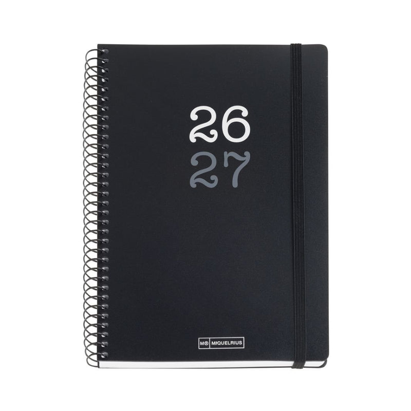 Agenda Escolar Plus Día Página College Negro 2026-27 Miquelrius