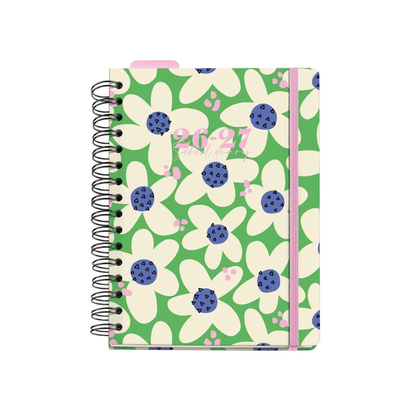 Agenda Escolar Plus Wire-O Día Página Green Bloom Hutter 2026-27 Miquelrius