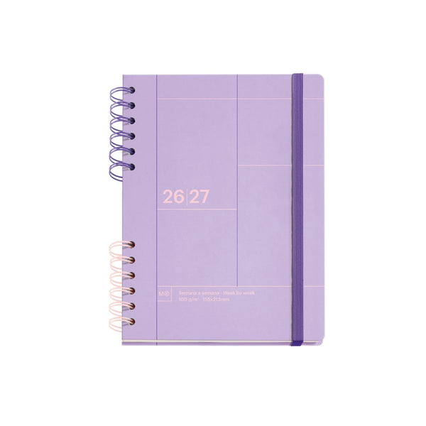 Agenda Escolar Plus Wire-O Semana Vista Malva Back To Basics 2026-27 Miquelrius