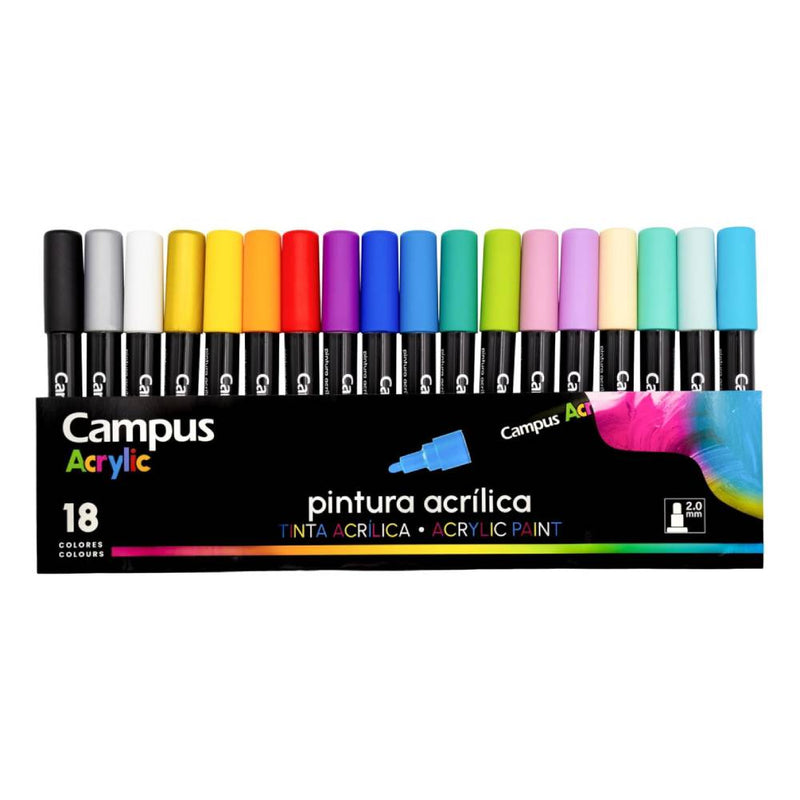 SET ROTULADOR ACRILICO CAMPUS 18UDS