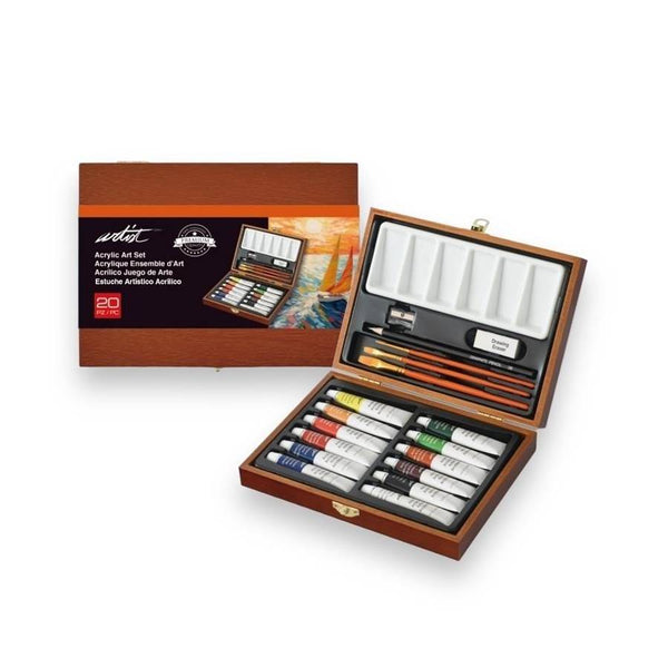 ESTUCHE MADERA ARTIST PINTURA ACRILICA,20 PIEZAS