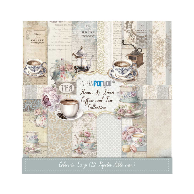 SET 12 PAPEL SCRAP DOB.CARA 30x30 180g HOME & DECO COFFEE TEA