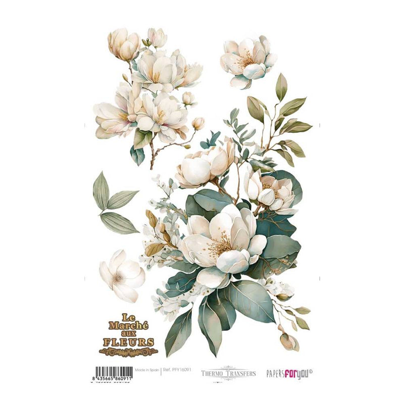 Thermo Transfers 20x30 8x12  1 Hoja (Magnolias)