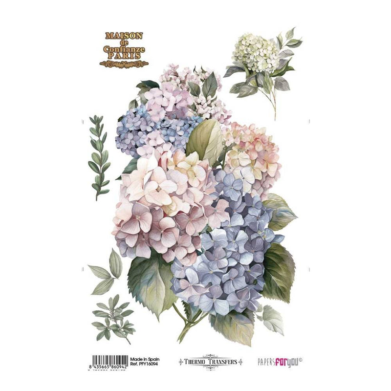 Thermo Transfers 20x30 8x12  1 Hoja (Hydrangeas)