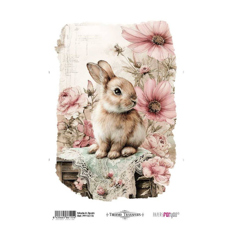 Thermo Transfers 20x30 8x12  1 Hoja (Farm & Flowers Rabbits)