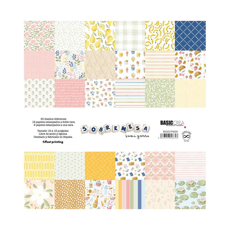 set papel scrap 30,5 cm sami garra sobremesa basic crea