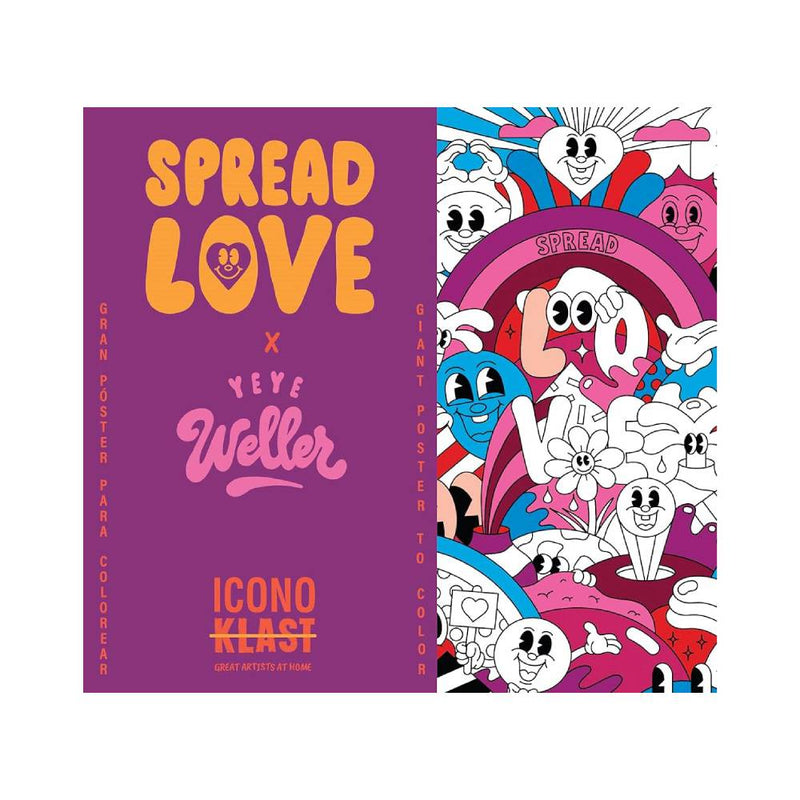 poster gigante de pared para colorear spread love animación retro