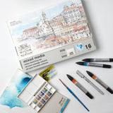 set ilustracion urban sketching winsor