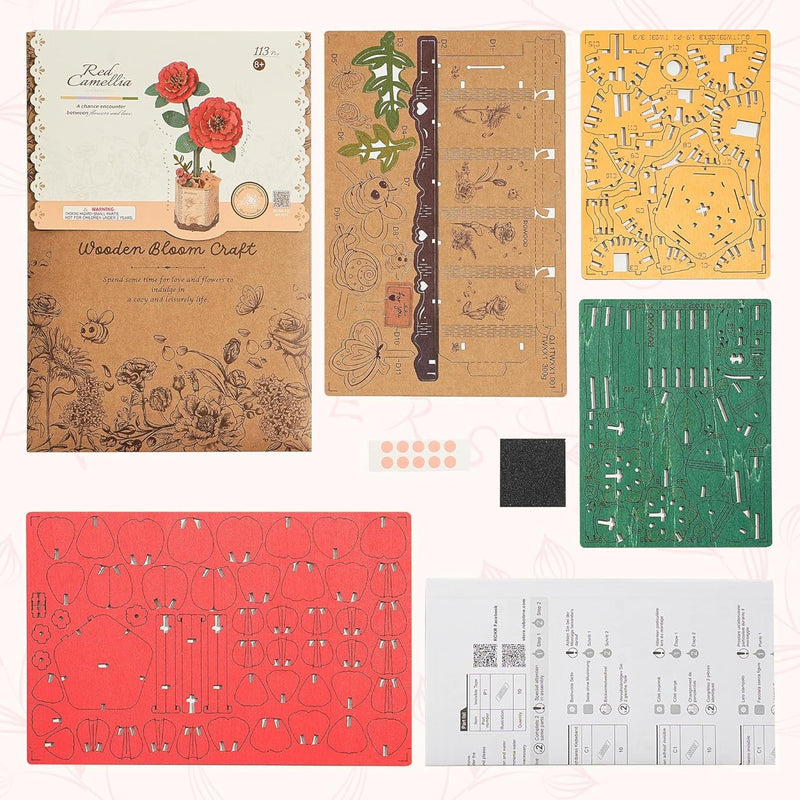 Maqueta Madera Camelia Roja Robotime