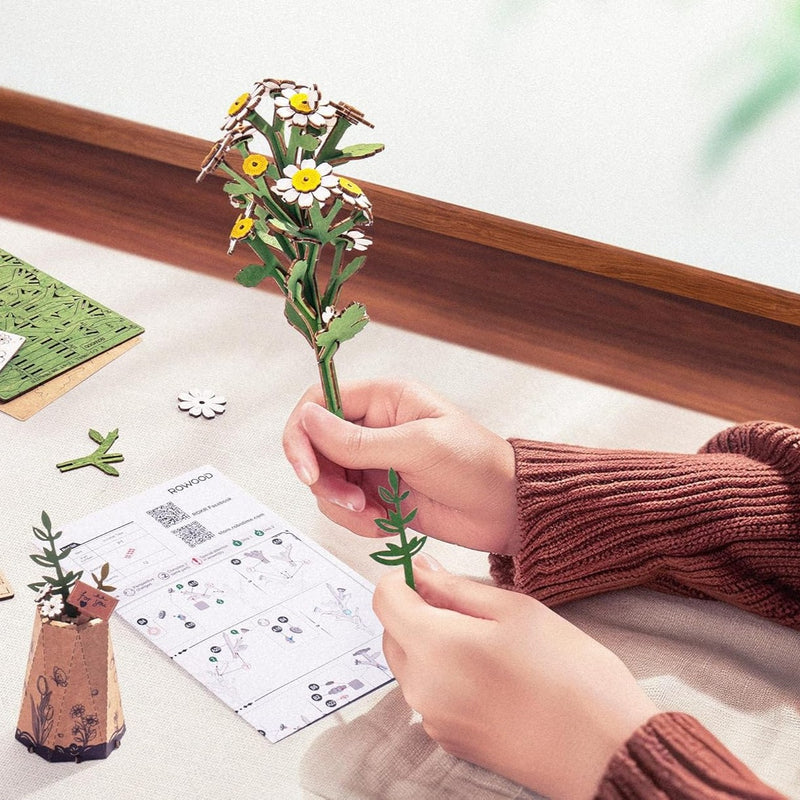 maqueta de madera 3d manualidades robotime flor de camomila