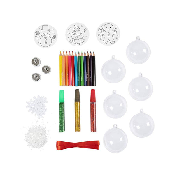 contenido del kit pintar bolas de navidad con dibujos creativ