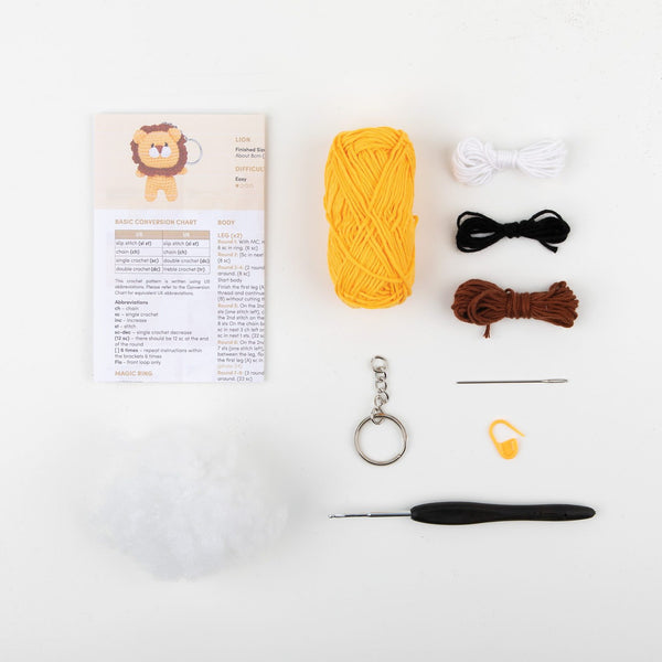 llavero leon amigurumi anchor dmc contenido del pack