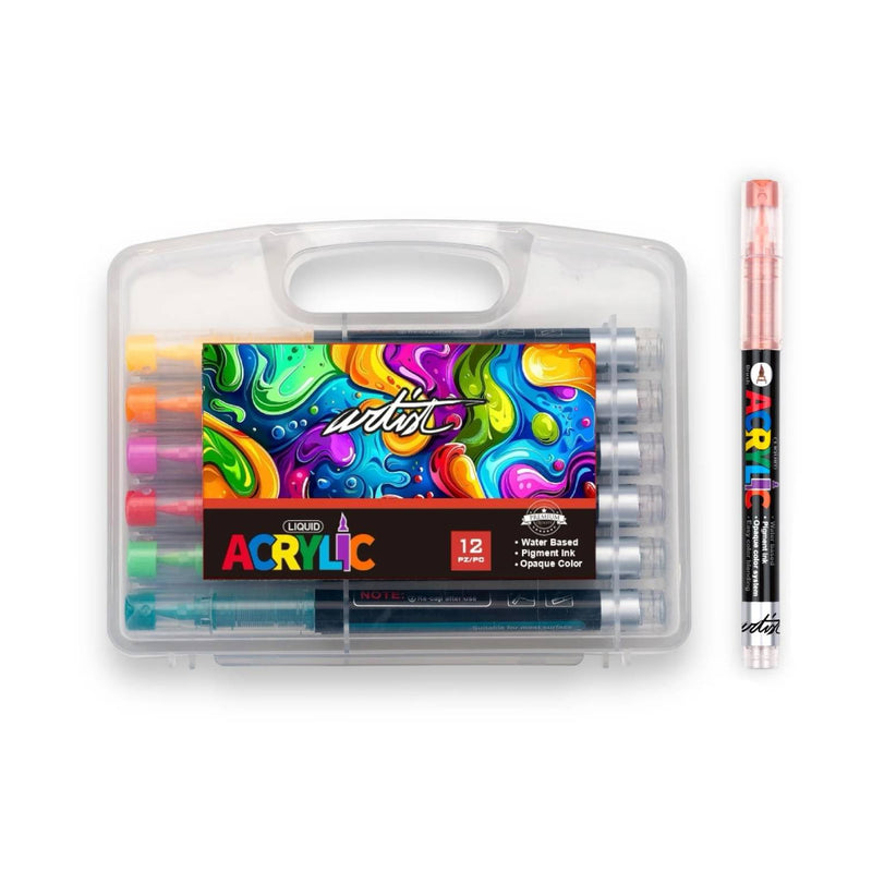 rotuladores acrílicos punta pincel set de 12 unidades alex bog
