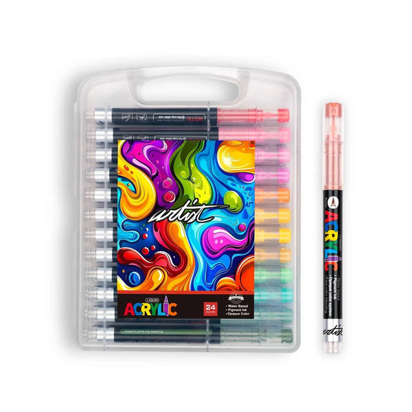 estuche rotuladores acrílicos artist alex bog punta de pincel 24 unidades