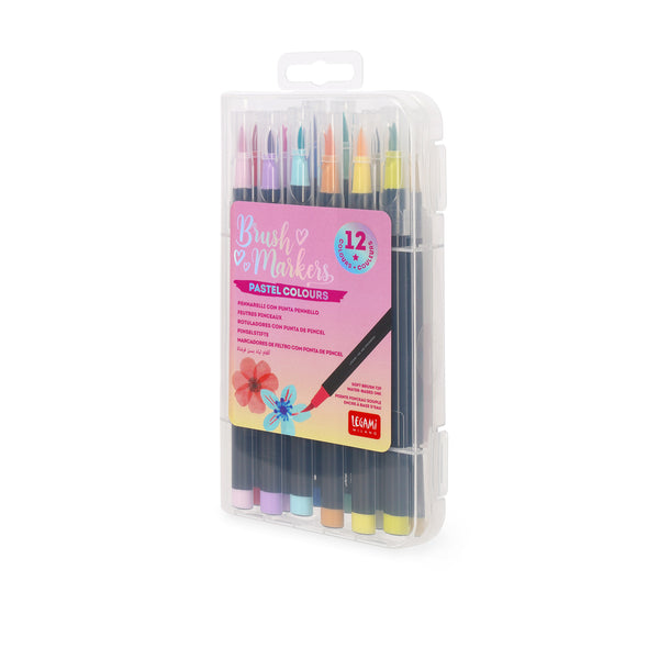 Conjunto de 12 marcadores de ponta de pincel pastel Legami