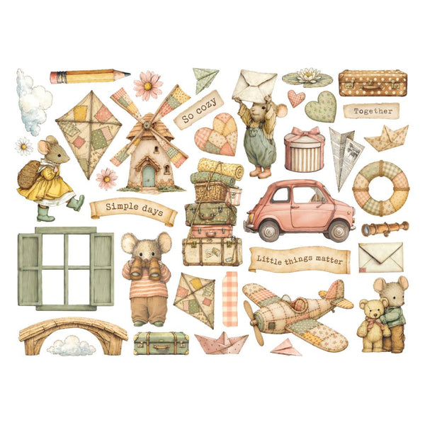 cozy family die cuts stamperia