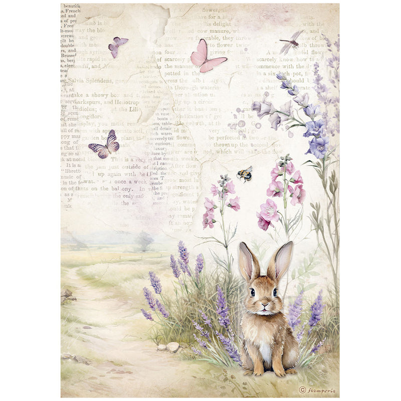 Papel de arroz A4 - Lavender conejito