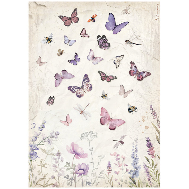 Papel de arroz A4 - Lavender mariposa