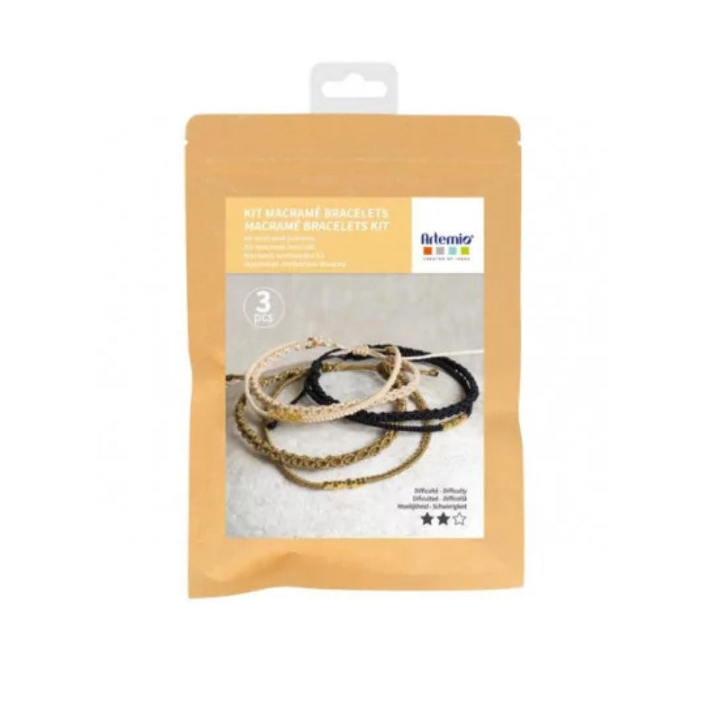 Kit De Manualidades De Macramé Para Hacer Pulseras - Incluye Hilo De Bambú, Cuentas Y Clips, 3 Colores