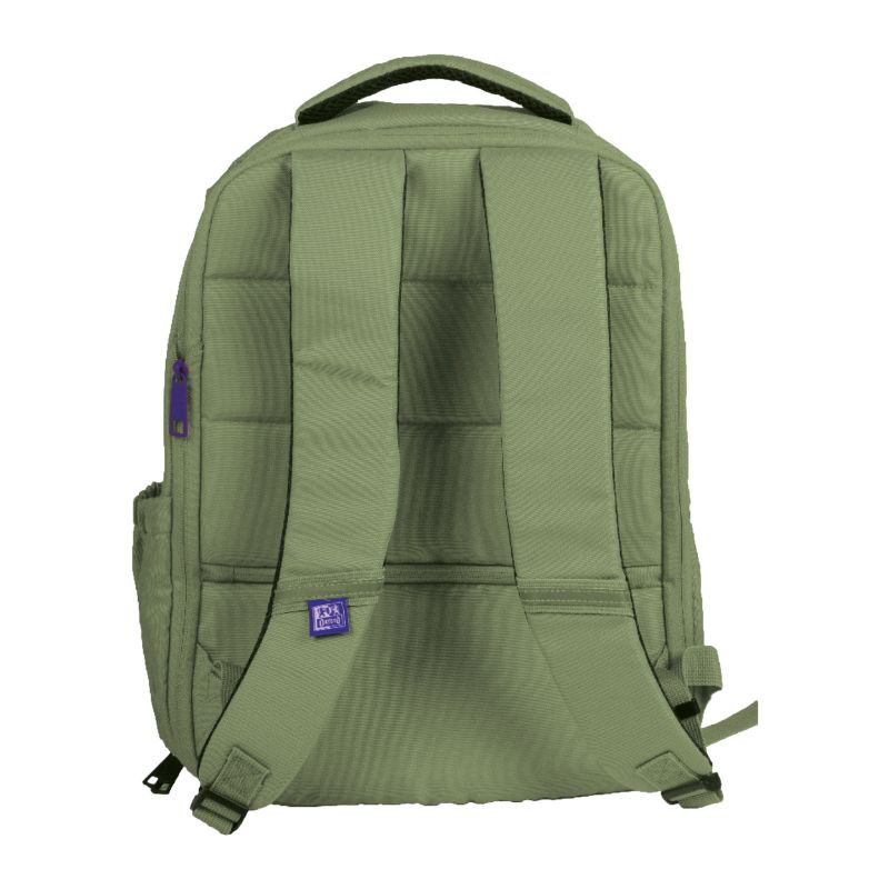 Mochila verde safari de la marca oxford, asas acolchadas en forma de s