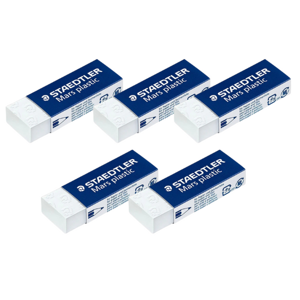 Embalagem de 5 borrachas plásticas Staedtler Mars 65x23x13mm