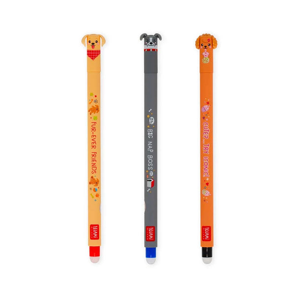 legami set 3 boligrafos borrables perritos