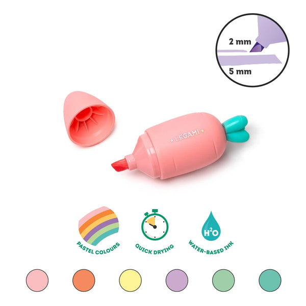 Conjunto de 6 Mini Marcadores de Cenoura Pastel Legami
