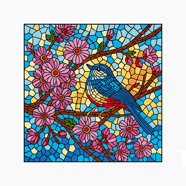 4823104382010 paint by numbers vidriera pajaro ideyka