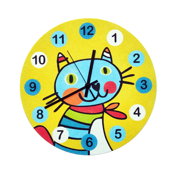 kit gato reloj de pared con la técnica arenart