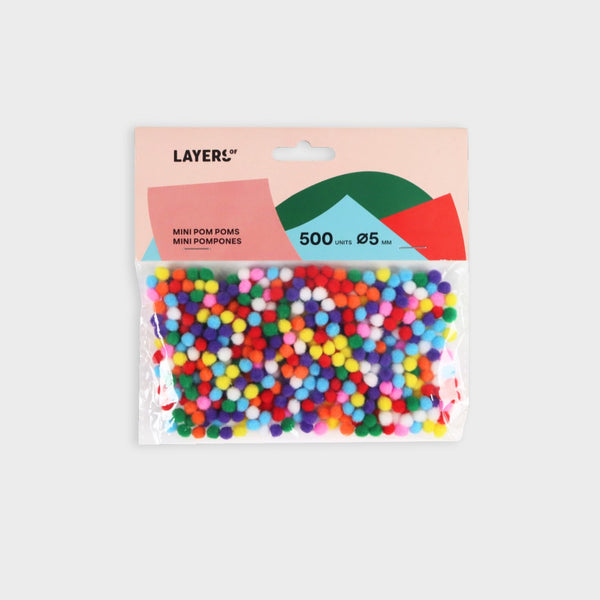 mini pompones de colores layers of