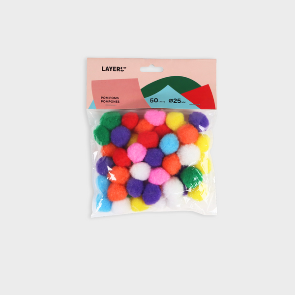 pack 50 pompones de colores medianos layers of