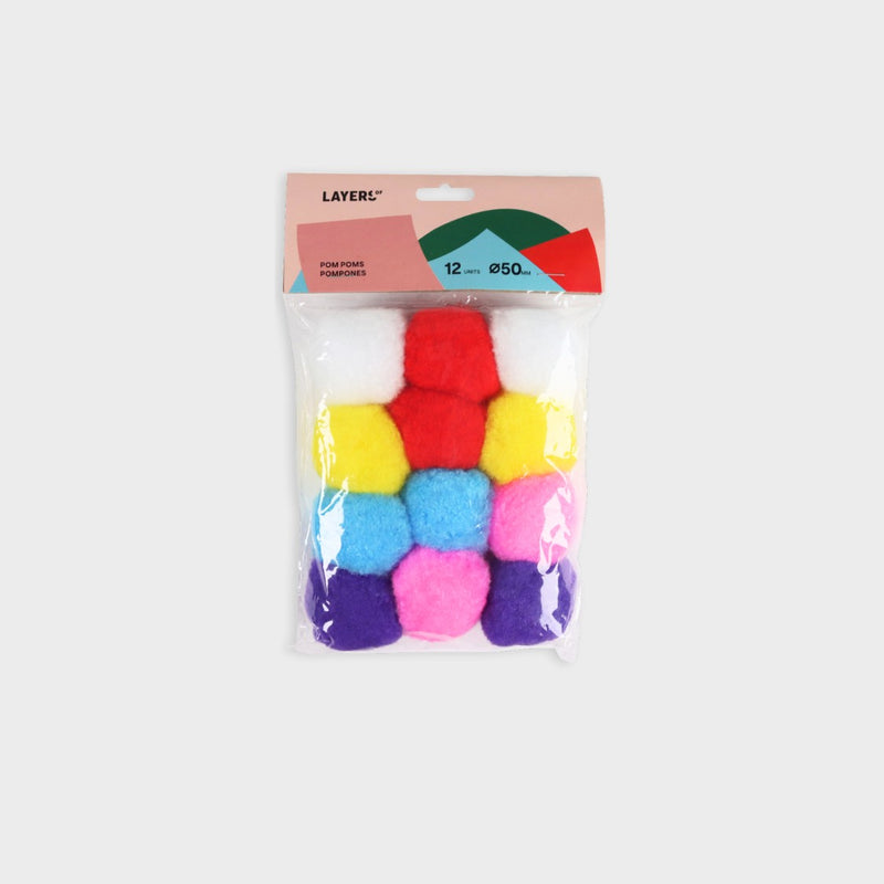 pack 12 pompones de colores layers of
