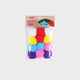 Embalagem com 12 camadas de pompons coloridos