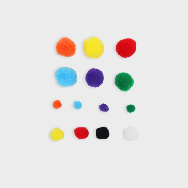 pompones de colores de diferentes tamaños layers of