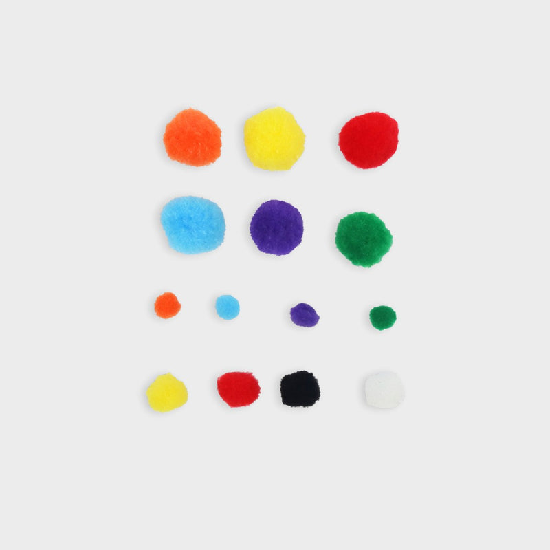 pompones de colores de diferentes tamaños layers of