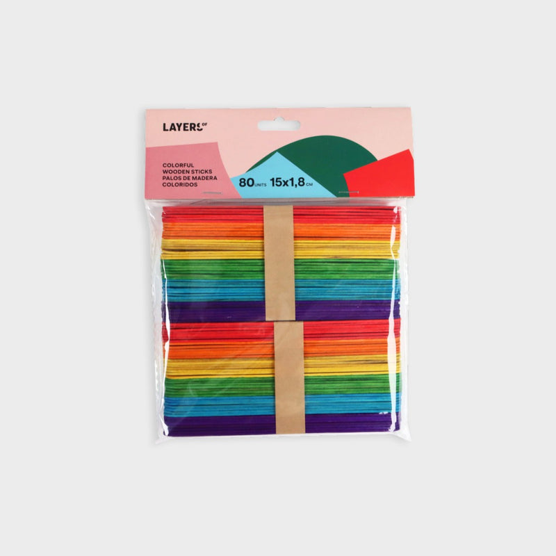 palillos de madera de colores layers of