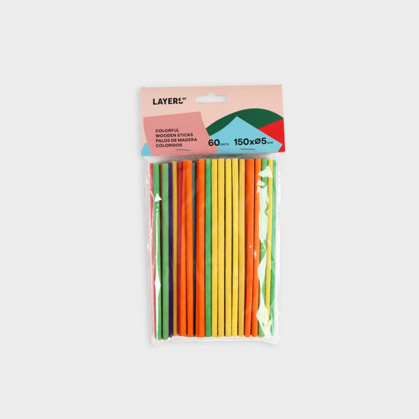 palillos de madera de colores layers of