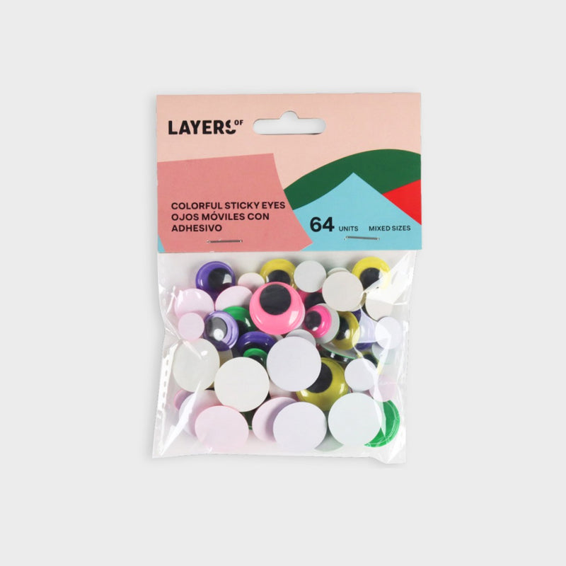ojos saltones de colores y diferentes tamaños layers of