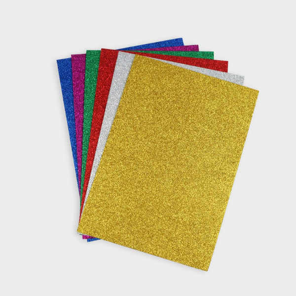 goma eva de colores A4 acabado con purpurina