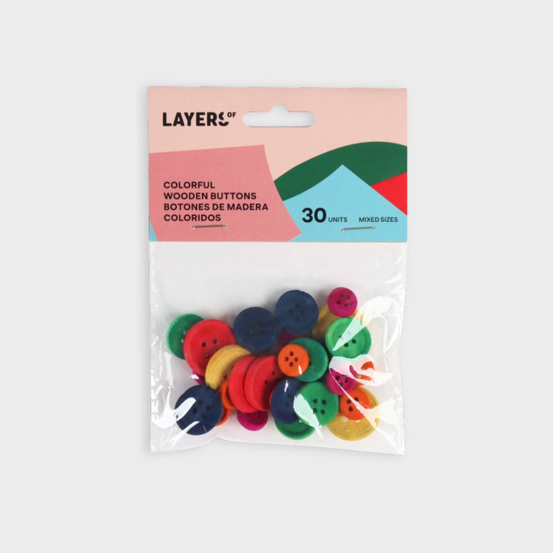 botones de madera de colores layers of