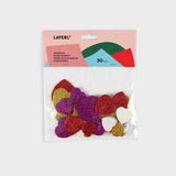 corazones de goma Eva de purpurina adhesiva layers of