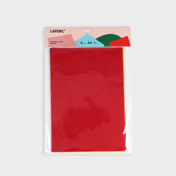 hojas de fieltro A4 en colores rojos layers of