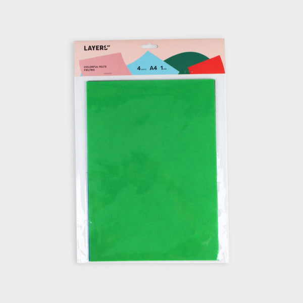 hojas de fieltro A4 layers of en tonos verdes