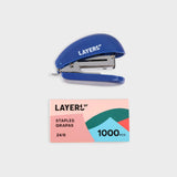 mini grapadora azul con pack de grapas 1000 unidades incluidas 