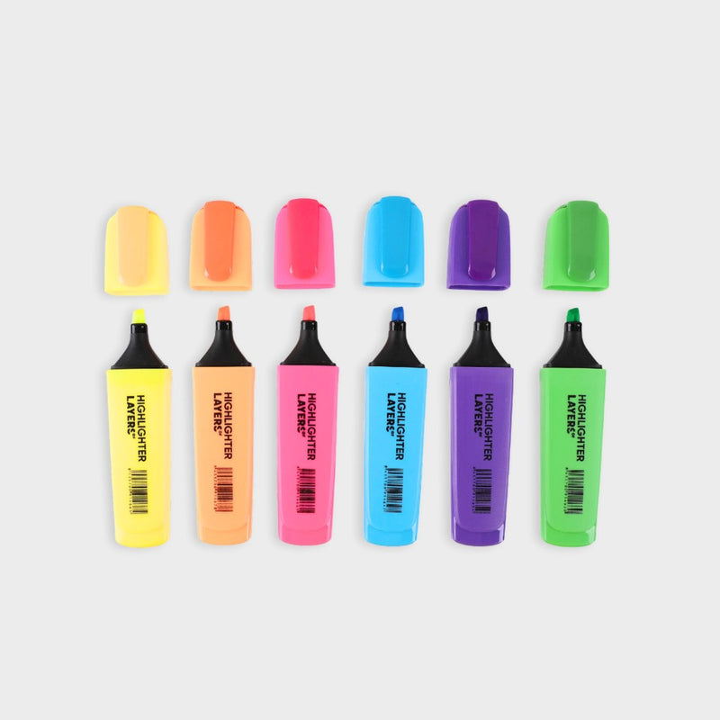 pack 6 subrayadores escolares fluorescentes layers of