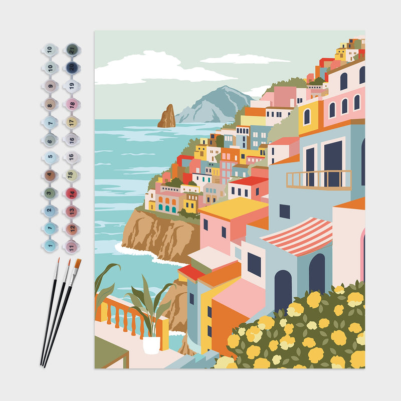 pintar por números para adultos positano paisaje italiano layers of