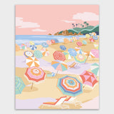 lienzo pintar por números playa y sombrillas layers of