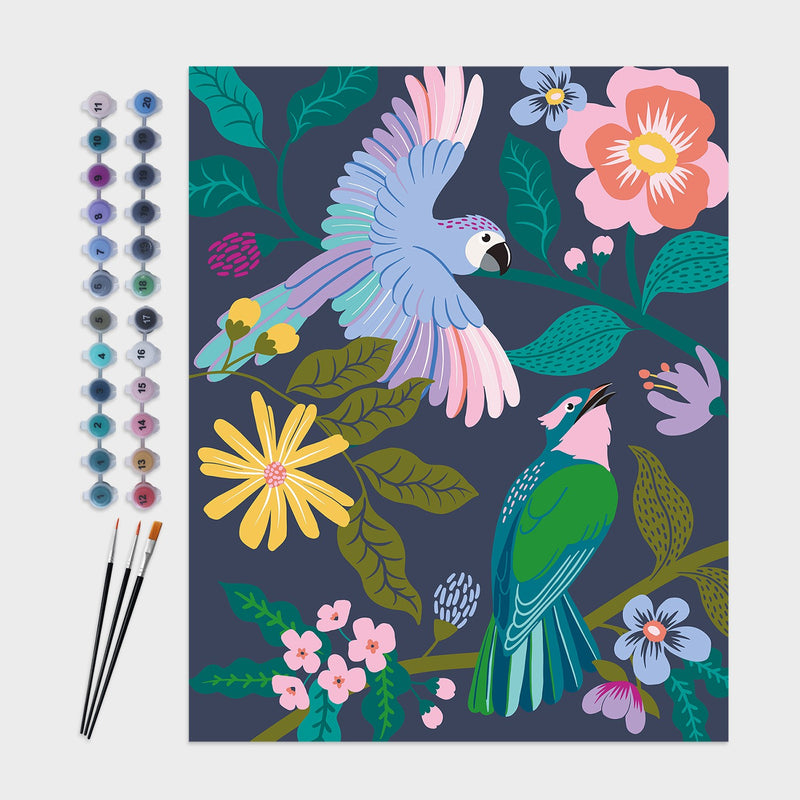 lienzo pintar por números pájaros layers of