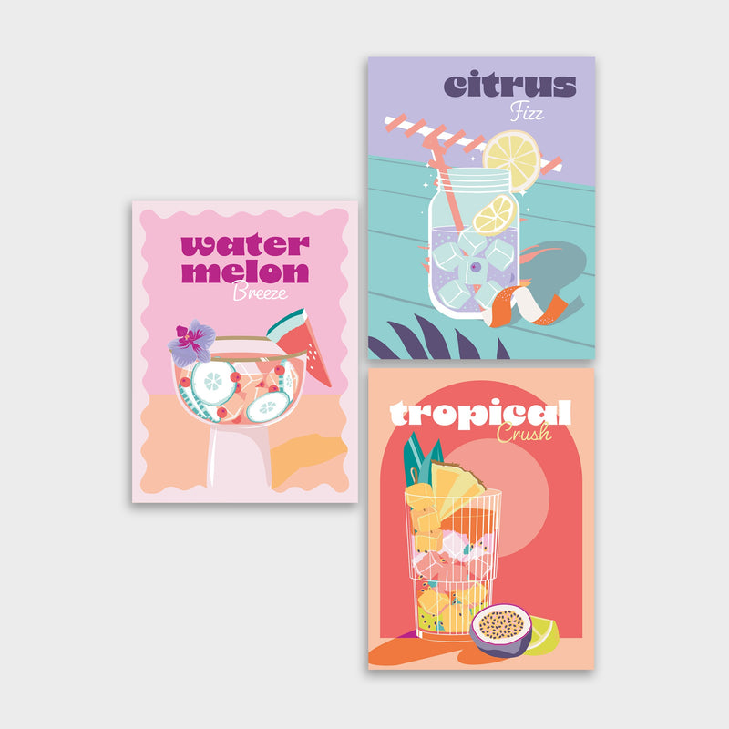 pintar por números set 3 lienzos con diseño drinks layers of