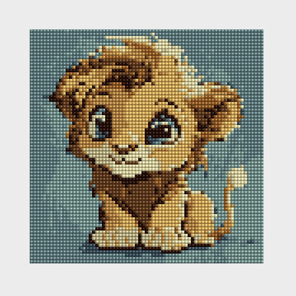 manualidades para niños pintar con diamantes diseño león